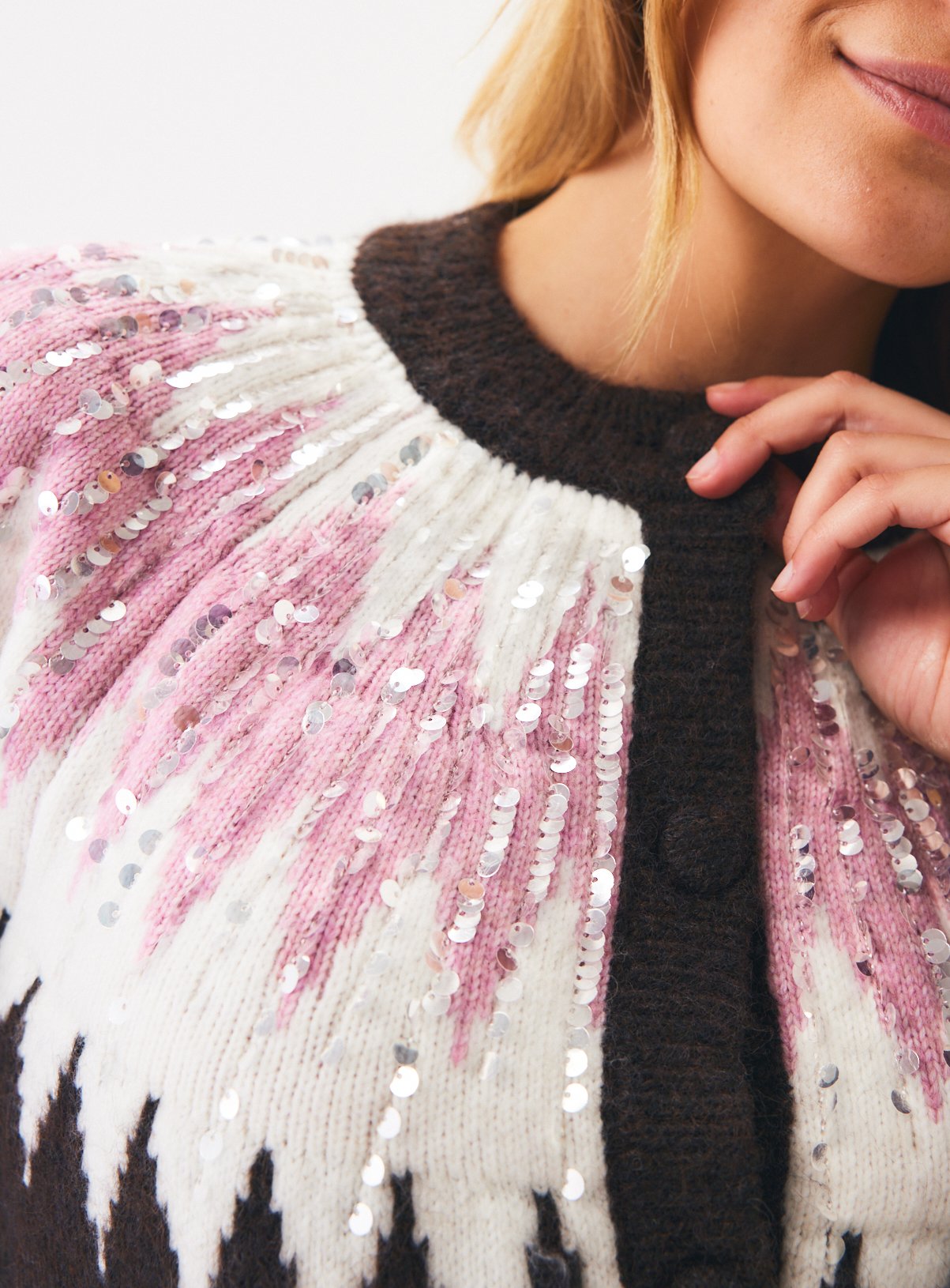 Sequin Fairisle Cardigan M - Image 3 thumbnail